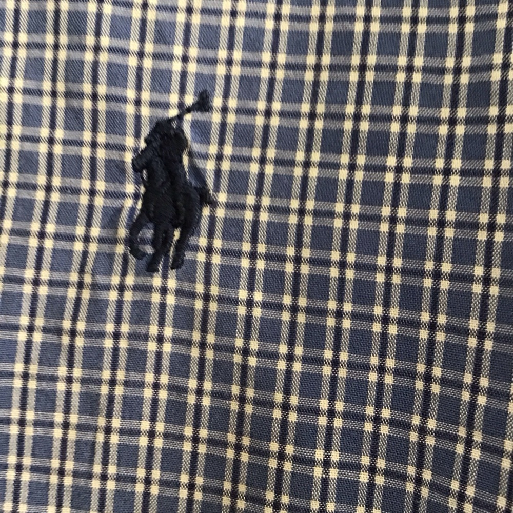 Ralph Lauren men’s Button Down Dress Custom Fit Shirt Blue Checked 16 Polo 34/35 - Picture 2 of 7